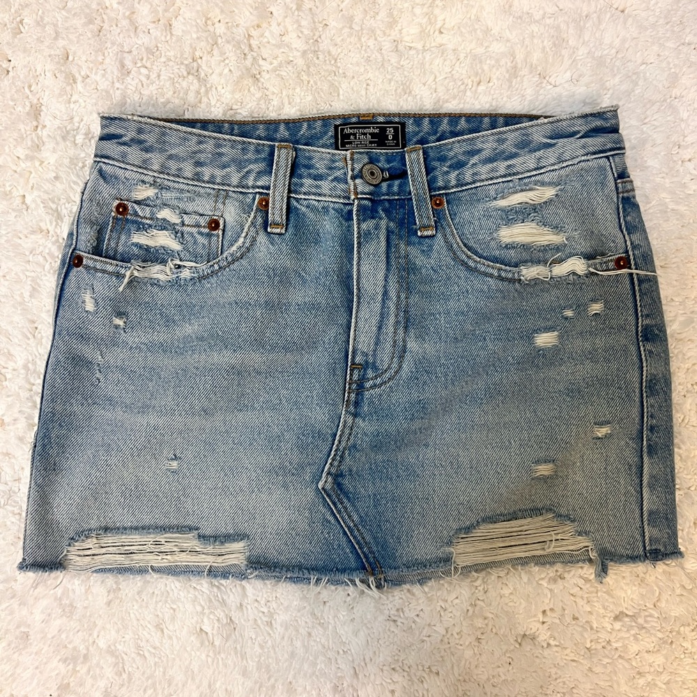 Abercrombie and Fitch distressed denim micro mini skirt